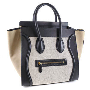 Celine Luggage Canvas Suede Gray Handbag